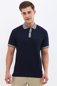 Allen Solly Solid Men Polo Neck Blue