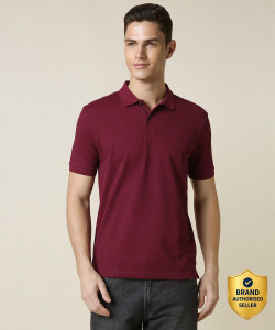 Allen Solly Solid Men Polo Neck Maroon