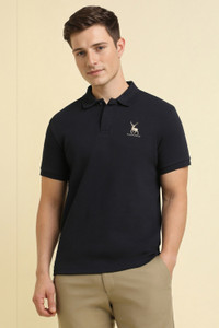 Allen Solly Solid Men Polo Neck Black