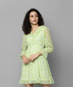 Allen Solly Women A-line Green White Above