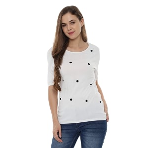 Allen Solly Womens Round Neck Polka Dot