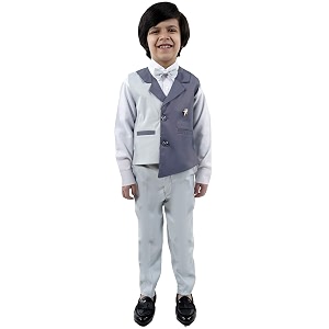 Boys Cotton 3 Piece Waistcoat Pant Shirt