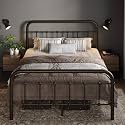 Allewie Full Metal Bed Frame with Iron-Art Headboard, Antique Bronze