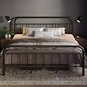 Allewie King Metal Bed Frame with Iron-Art Headboard, Antique Bronze