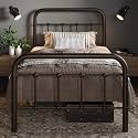 Allewie Twin Metal Bed Frame with Victorian Headboard, Antique Bronze