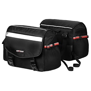 allextreme 70l motorcycle saddle bag  heavy-duty waterproof double side bag with dual locking system inner liners amp rain covers  large touring saddle bags for all straight exhaust bikes black