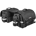 Allextreme 72L Motorcycle Saddle Bag with Rain Cover &amp; Reflective Strips Polyester Multi Compartments Large Storage Capacity Saddlebags for All Sports Street Bikes (Black)