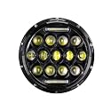 AllExtreme EX13H1P 7inch Round Ring 13 LED Headlight with Turn Signal Lights for Jeep Wrangler (12-30V, 75W, Pack of 1)