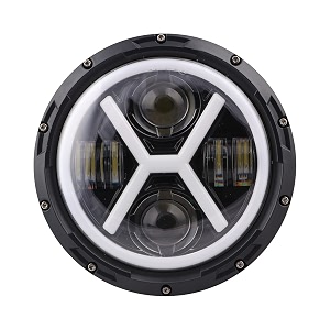 allextreme ex7i4l1 7 inch led round headlight with full ring tricolor drl angel eyes amp hilow beam compatible with jeep amp harley davidson 75w 1 pc