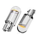 AllExtreme EXT101C Universal T10 LED Parking Light Glass Enclosed Super Bright 6000K Interior Pilot License Plate Dome Indicator Lamp Bulb for Car &amp; Motorcycle (2 PCS, White)