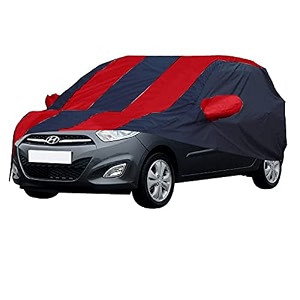 allextreme hi5004 car body cover compatible with hyundai old i10 custom fit dustproof uv heat resistant indoor outdoor body protection navy blue amp red with mirror
