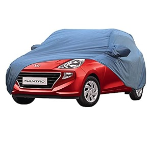 allextreme hs5001 car body cover compatible with hyundai santro custom fit dustproof uv heat resistant indoor outdoor body protection blue with mirror