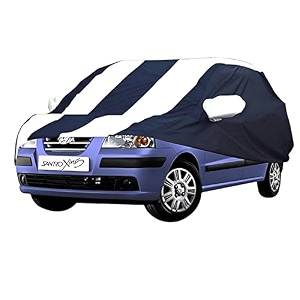 allextreme hx5005 car body cover compatible with hyundai santro xing custom fit dustproof uv heat resistant indoor outdoor body protection navy blue amp white with mirror