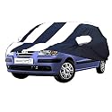 AllExtreme HX5005 Car Body Cover Compatible with Hyundai Santro Xing Custom Fit Dustproof UV Heat Resistant Indoor Outdoor Body Protection (Navy Blue &amp; White with Mirror)