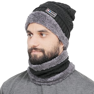 allextreme winter beanie cap scarf set soft amp comfortable thick knitted neck warmer biker rider climbing sports accessory for men amp women