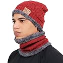 Allextreme Winter Beanie Cap Scarf Set Soft & Comfortable Thick Knitted Neck Warmer Biker Rider Climbing Sports Accessory for Men & Women