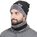 Allextreme Winter Beanie Cap Scarf Set Soft & Comfortable Thick Knitted Neck Warmer Biker Rider Climbing Sports Accessory for Men & Women