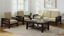 Allie Wood Rosewood (Sheesham) Coffee Table Included Fabric 3 + 1 + 1 Sofa Set (Walnut Finish Irish Cream Upholstery, DIY(Do-It-Yourself))