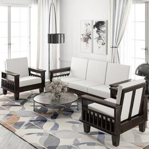allie wood rosewood sheesham fabric 3  1  1 sofa set walnut finish and off white upholstery diydo-it-yourself
