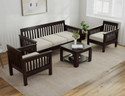 Allie Wood Rosewood ( Sheesham ) Fabric 3 + 1 + 1 Sofa Set (Walnut Finish, Beige Fabric, DIY(Do-It-Yourself))