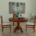 Allie Wood Rosewood (Sheesham) With Free Gift 3 Wall Shelves Solid Wood 3 Seater Dining Set