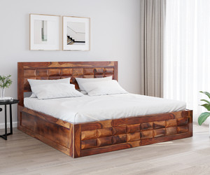 allie wood rosewood sheesham solid wood queen box bed 20955 cm x 16002 cm 688 ft x 525 ft finish color - teak finish delivery condition - diydo-it-yourself