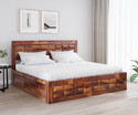 Allie Wood Rosewood (Sheesham) Solid Wood Queen Box Bed, 209.55 cm x 160.02 cm (6.88 ft x 5.25 ft) (Finish Color - Teak Finish, Delivery Condition - DIY(Do-It-Yourself))