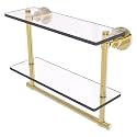 Allied Brass Washington Square 2 Tier Glass Shelf with Integrated Towel Bar