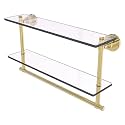 Allied Brass Washington Square 2 Tier Glass Shelf with Integrated Towel Bar