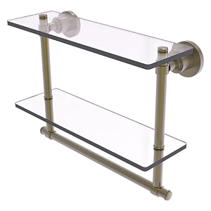 allied brass ws-2tb16-abr 16-inch double glass shelf with towel bar