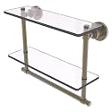 Allied Brass WS-2TB/16-ABR 16-Inch Double Glass Shelf with Towel Bar