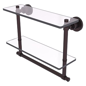 allied brass ws-2tb16-abz 16-inch double glass shelf with towel bar