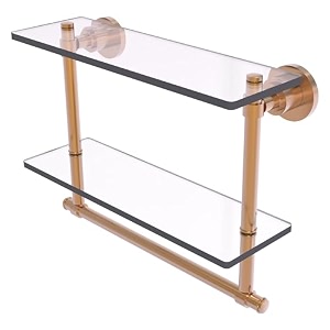 allied brass ws-2tb16-bbr 16-inch double glass shelf with towel bar