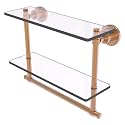 Allied Brass WS-2TB/16-BBR 16-Inch Double Glass Shelf with Towel Bar