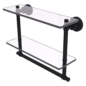 allied brass ws-2tb16-bkm 16-inch double glass shelf with towel bar