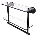 Allied Brass WS-2TB/16-BKM 16-Inch Double Glass Shelf with Towel Bar