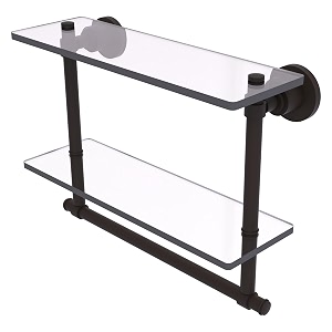 allied brass ws-2tb16-orb 16-inch double glass shelf with towel bar