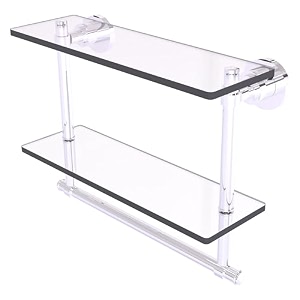 allied brass ws-2tb16-pc 16-inch double glass shelf with towel bar