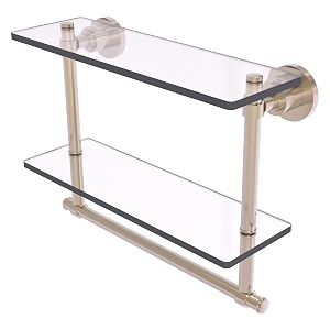 allied brass ws-2tb16-pew 16-inch double glass shelf with towel bar