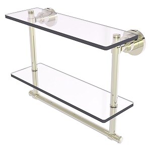 allied brass ws-2tb16-pni 16-inch double glass shelf with towel bar