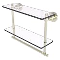 Allied Brass WS-2TB/16-PNI 16-Inch Double Glass Shelf with Towel Bar