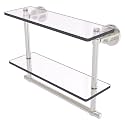 Allied Brass WS-2TB/16-SN 16-Inch Double Glass Shelf with Towel Bar