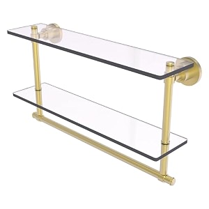 allied brass ws-2tb22-sbr 22 by 5-inch glass shelf with towel bar