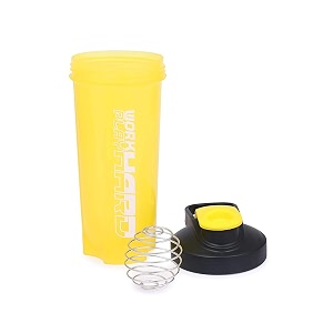 alliedsales sg-121 gym shaker 700 ml with steel mixer yellow