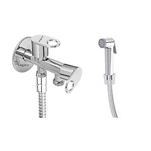 alligator prime 2 way angle valvecock two way bib tap brass fitting for bathroomwashbasintoilet use with hammer hand showerhealth faucet 15 meter flexible steel tube hook set of 1