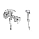 Alligator Prime 2 Way Angle Valve/Cock Two Way Bib Tap Brass Fitting for Bathroom/Washbasin/Toilet Use with Hammer Hand Shower/Health Faucet 1.5 Meter Flexible Steel Tube, Hook (Set of 1)