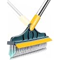 Stainless Steel 2 in 1 Bathroom Cleaning Brush with Wiper and Long Handle - 120° Rotate Floor Cleaning Brush for Home, Kitchen and Bathroom - Floor Scrub (2 in 1 mop)