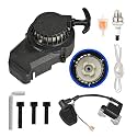 Alloy Easy Pull Recoil Start Starter Ignition Coil for 2 Stroke Engine 47cc 49cc 50cc SYX Taotao Coolster SSR MotoTec Chinese Mini ATV Quad 4 Wheeler Go Kart Pit Dirt Pocket Bike Motor Black
