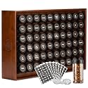 AllSpice Spice Rack Organizer, Wood, 525 Unique Labels, Countertop or Wall Mount, Includes 60 4oz Jars- Walnut Stain