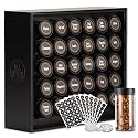 AllSpice Spice Rack Organizer, Wood, 525 Unique Labels, Countertop or Wall Mount, Includes 30 4oz Jars- Matte Black